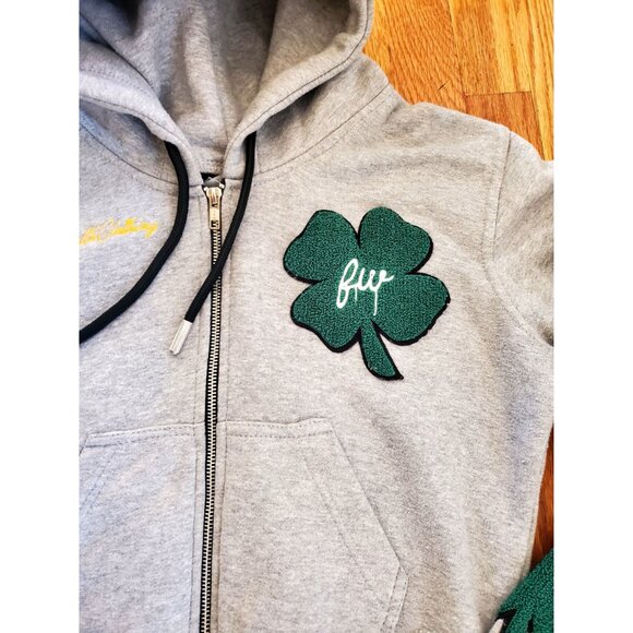 Filthy Wealth Gray Hoodie Green Shamrock Appliqué & "Bae" Script Embroidery XL - Picture 12 of 13